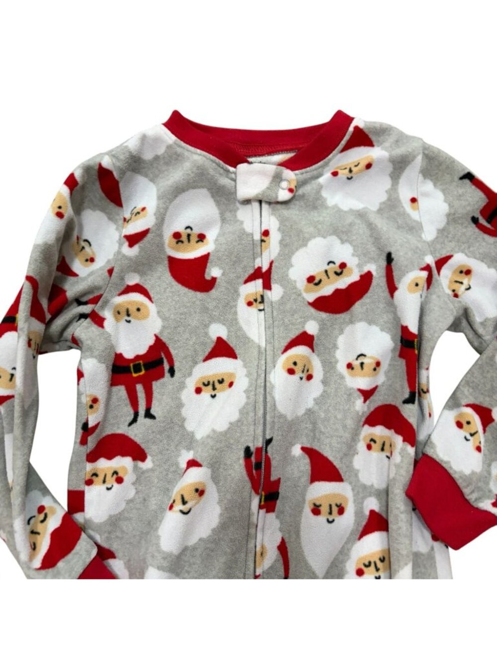 Unisex Size 4T Carter's Santa Fleece Footed Pajamas - Picture 4 of 5